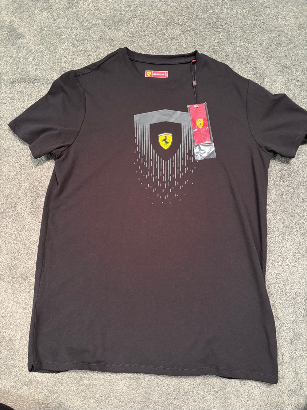 Scuderia Ferrari Black Tee with Yellow Shield Emblem
